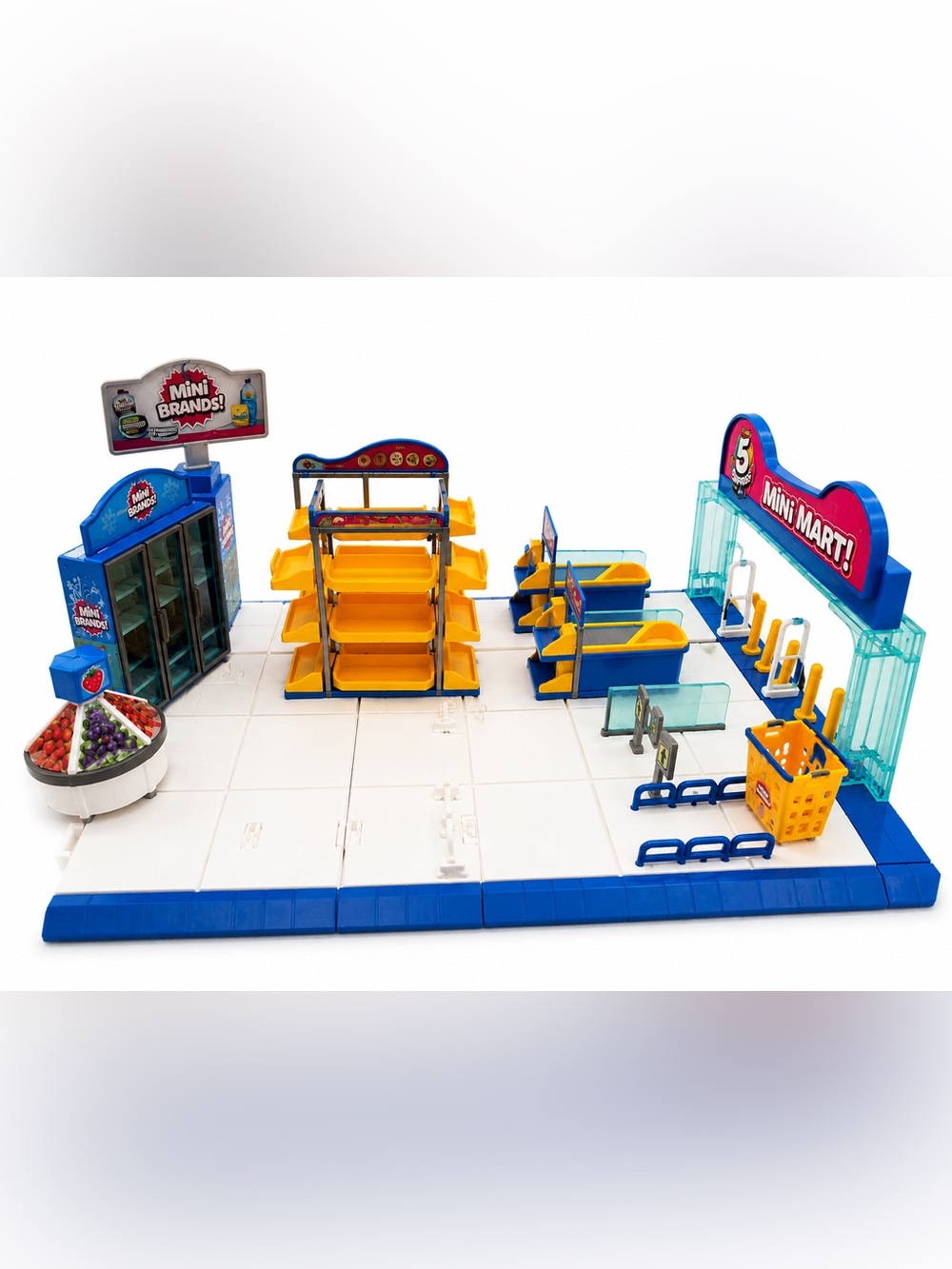 Mini Mart Playset Kids Grocery Pretend Play - Yellow & Blue